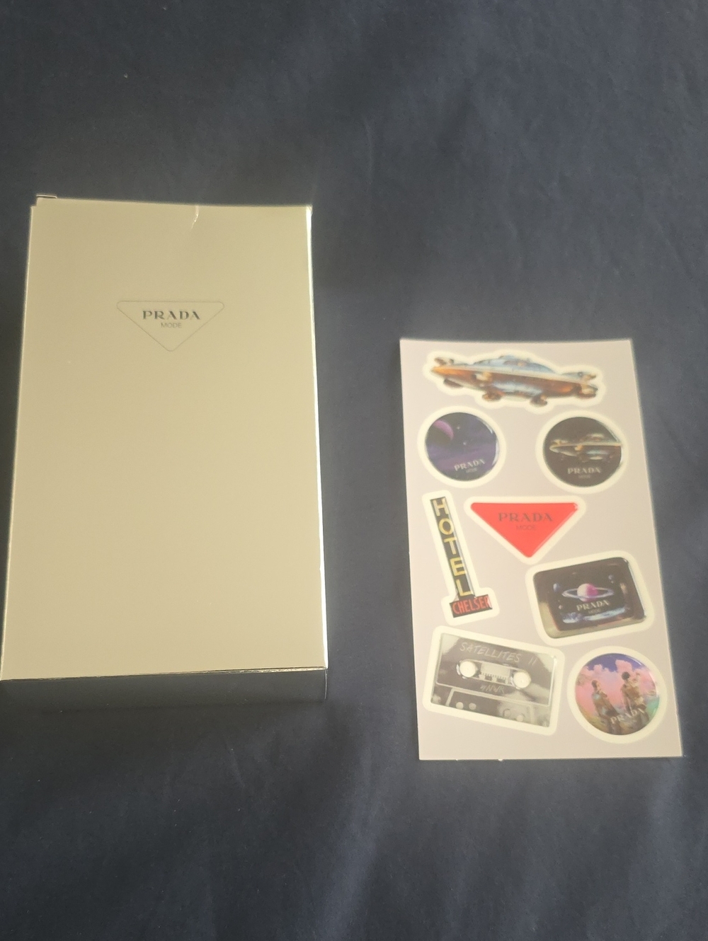 Prada Mode Silver Box with Multi-Color Sticker Sheet